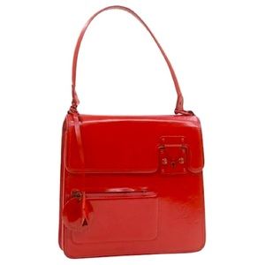 LOUIS VUITTON Monogram OP
Art Squarly Shoulder Bag Red, Auth BA0078